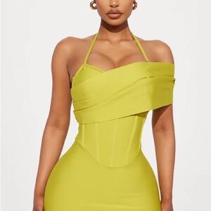 Elegant Yellow Halter Dress